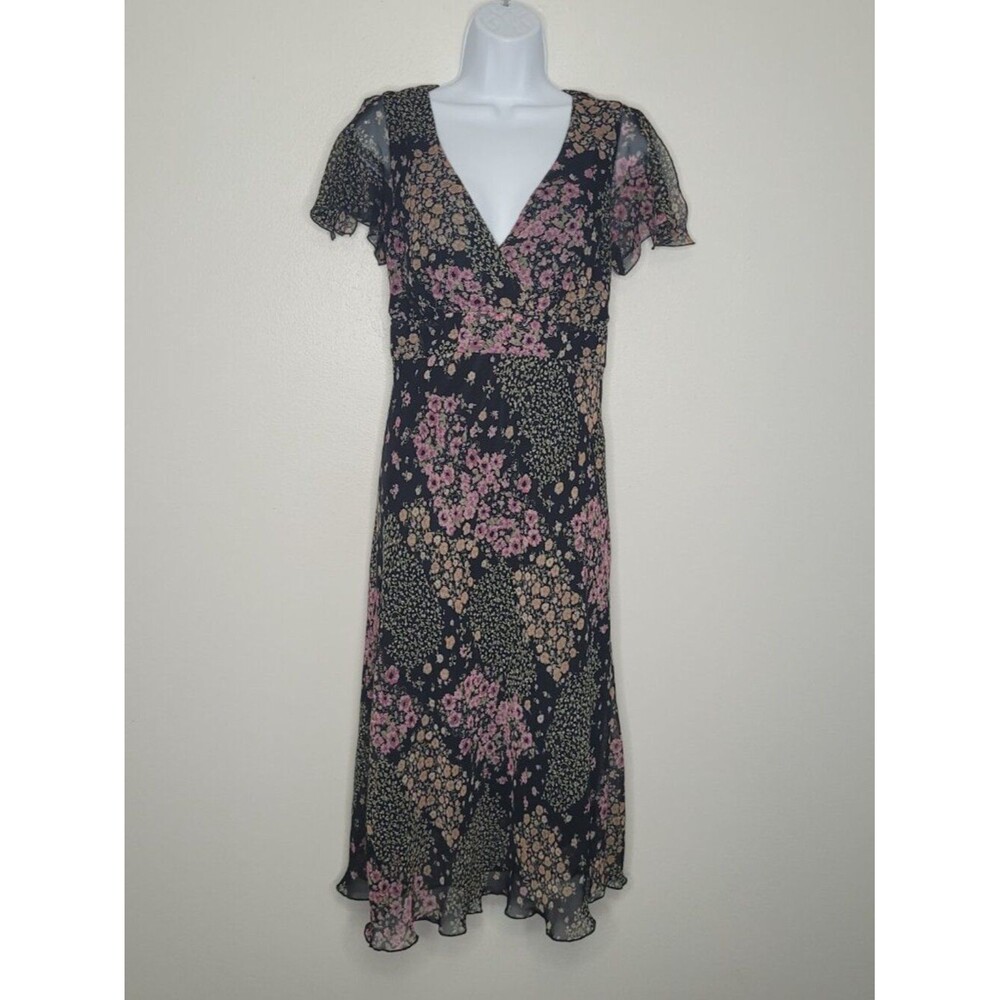 Johnathan Martin black pink patchwork moody floral whimsigoth midi dress size 12